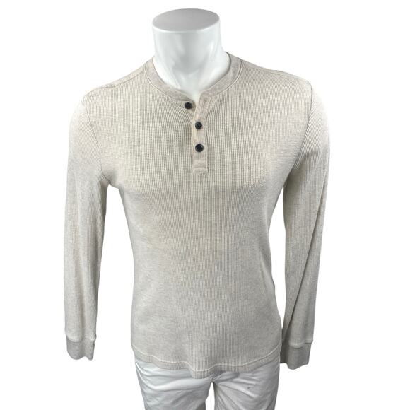 Banana Republic Men's Gray Long Sleeve Waffle Knit Thermal Henley T Shirt Top M - Picture 1 of 4